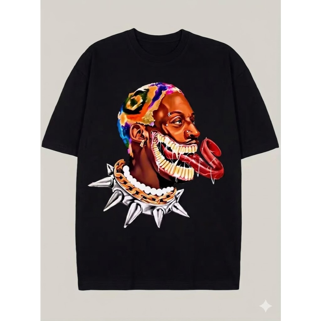 Camiseta Algodão Masculina Dennis Rodman Carrasco Venom Colar Basquete Perola Streetwear Moda730