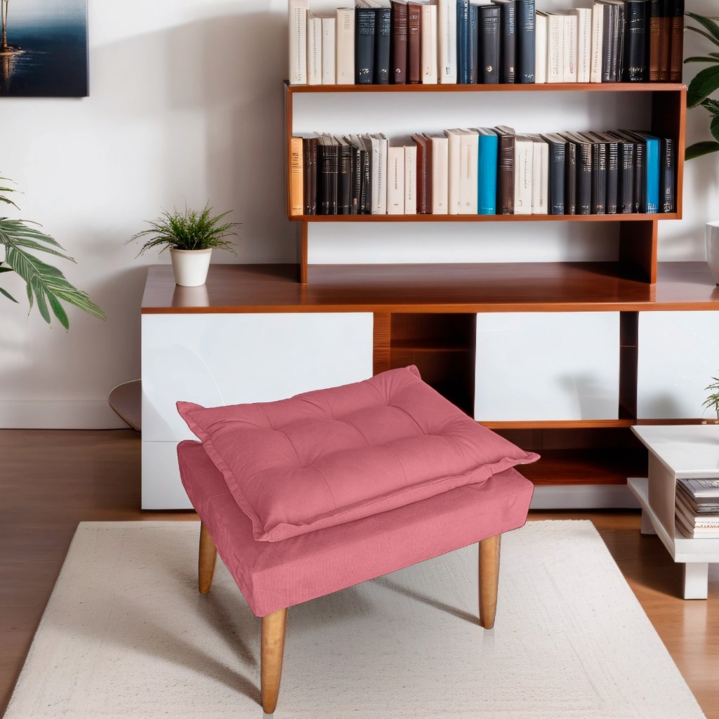 Puff Vitória Ads Decor – Puff em Suede na Cor Rosê com Design Moderno e Pés Palito