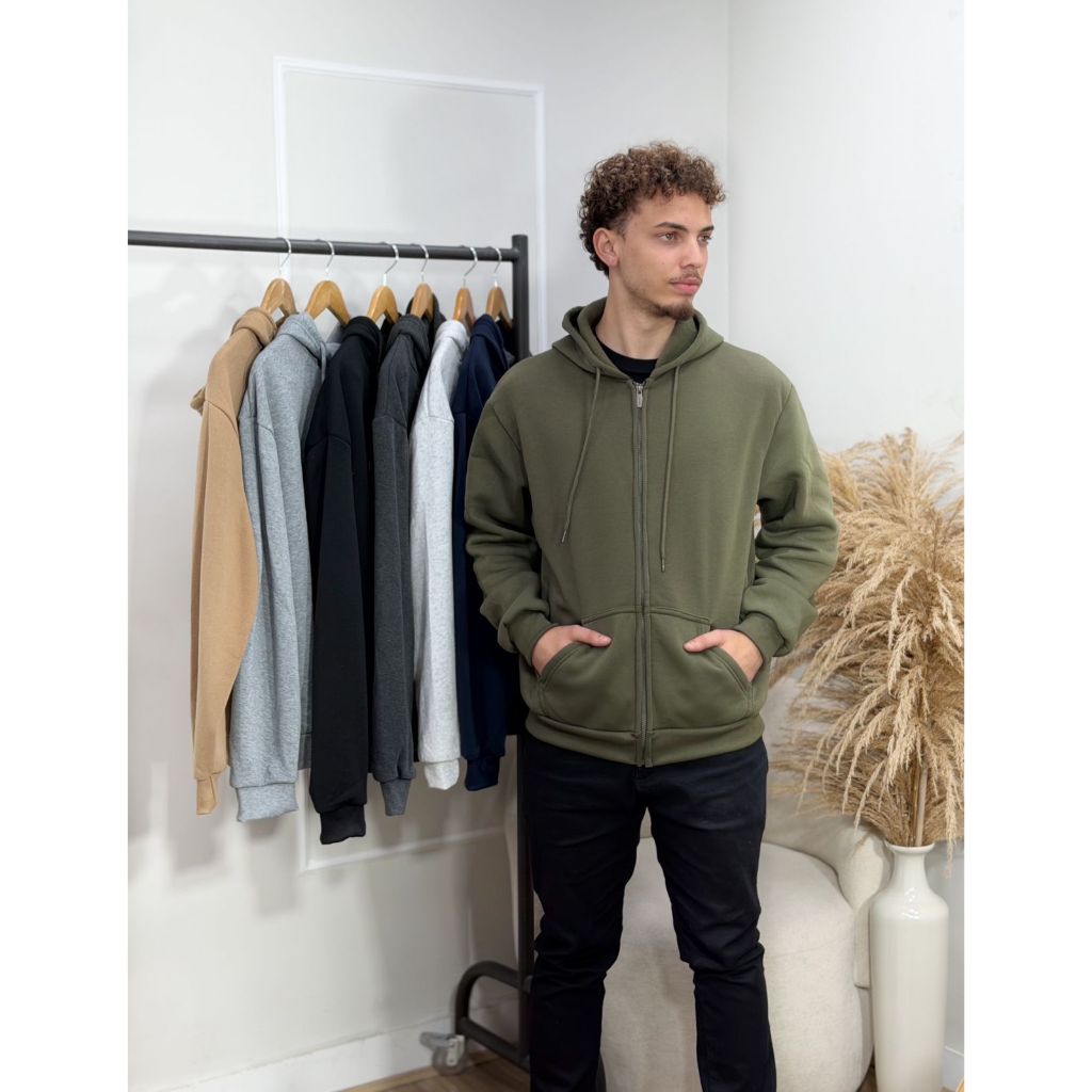 Blusa Moletom flanelado  felpudo com Zíper casaco jaqueta Masculina Com Capuz Premium Frio Macio Confortável