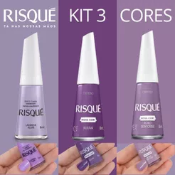 Kit Esmaltes Risqué Tons Cores Roxas Lilás Cremosas 8ml Esmalte Roxo Sem Crise Jujuva Lavanda