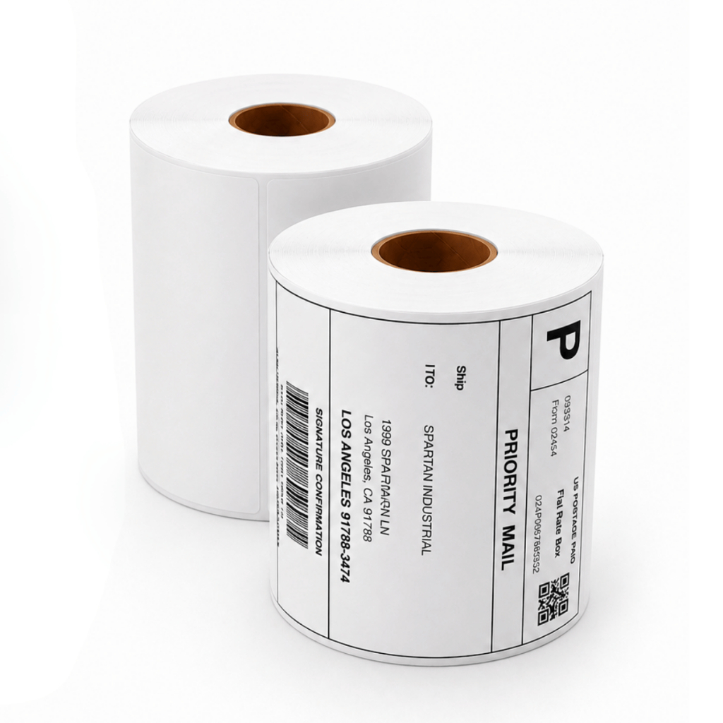 Kit com 2 Rolos Etiqueta 10x15 100x150 Termica Adesiva Serrilha Nao Usa Ribbon 200 Etiqueta Rolo