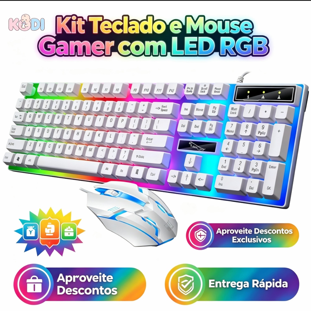 Kit Teclado Semi Mecânico + Mouse Gamer 3200dpi Rgb Led USB Promoção/Kit Teclado …