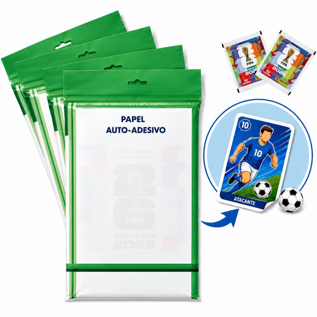 Kit Papel Adesivo Para Impressão Figurinha da Copa Fosco Brilho Para Impressão Colorida Tamanho A4 Branco