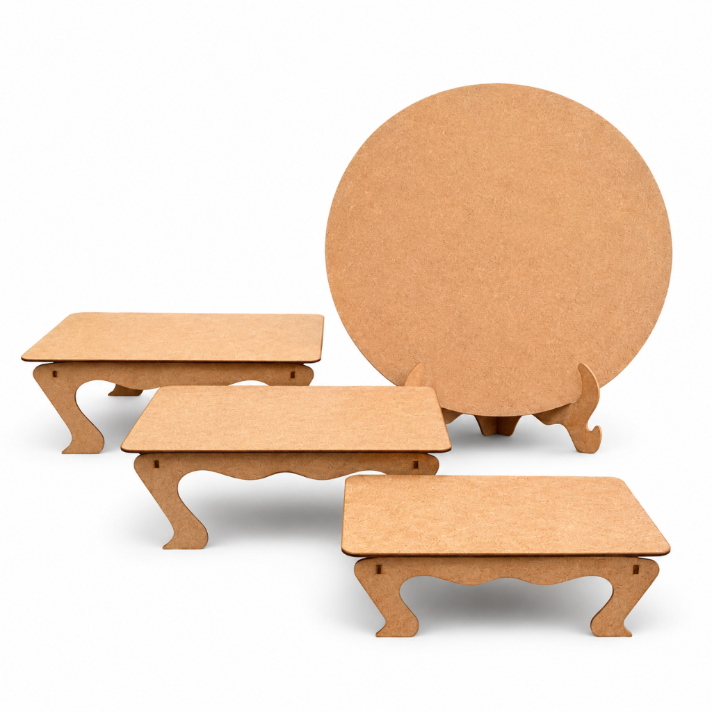 Mini Painel Decorativo Festa Para Mesa Kit Pegue e Monte 50x50cm com Trio de Bandejas Provençais