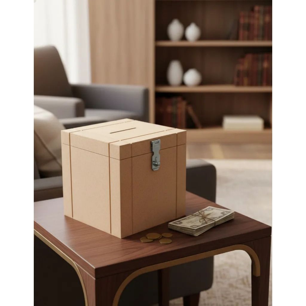 Cofre em MDF Formato Cubo com Cadeado