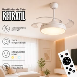 Ventilador de Teto Moderno Ventisol Ventilador de Teto Retratil Controle Remoto Ventilador De LED