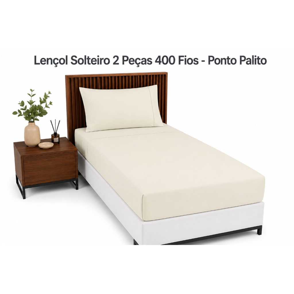Jogo de Lençol Solteiro 2 Peças 400 Fios Micropercal Acetinado 100% Poliéster com Elástico Ponto Palito - Envio Rápido