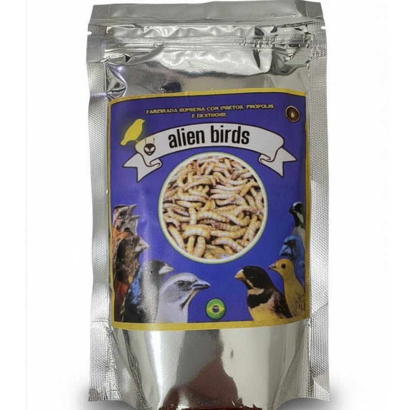 Farinhada De Insetos Com Tenébrio Desidratado  Alien Birds 200g Pássaros Aves Em Geral