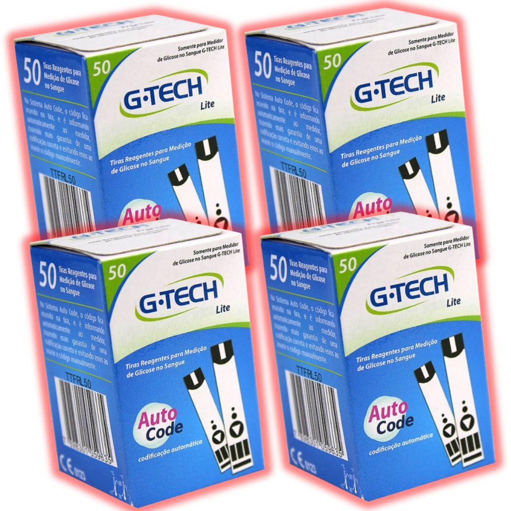200 Tiras Glicemia G-tech Lite  Fitas Glicose Diabete