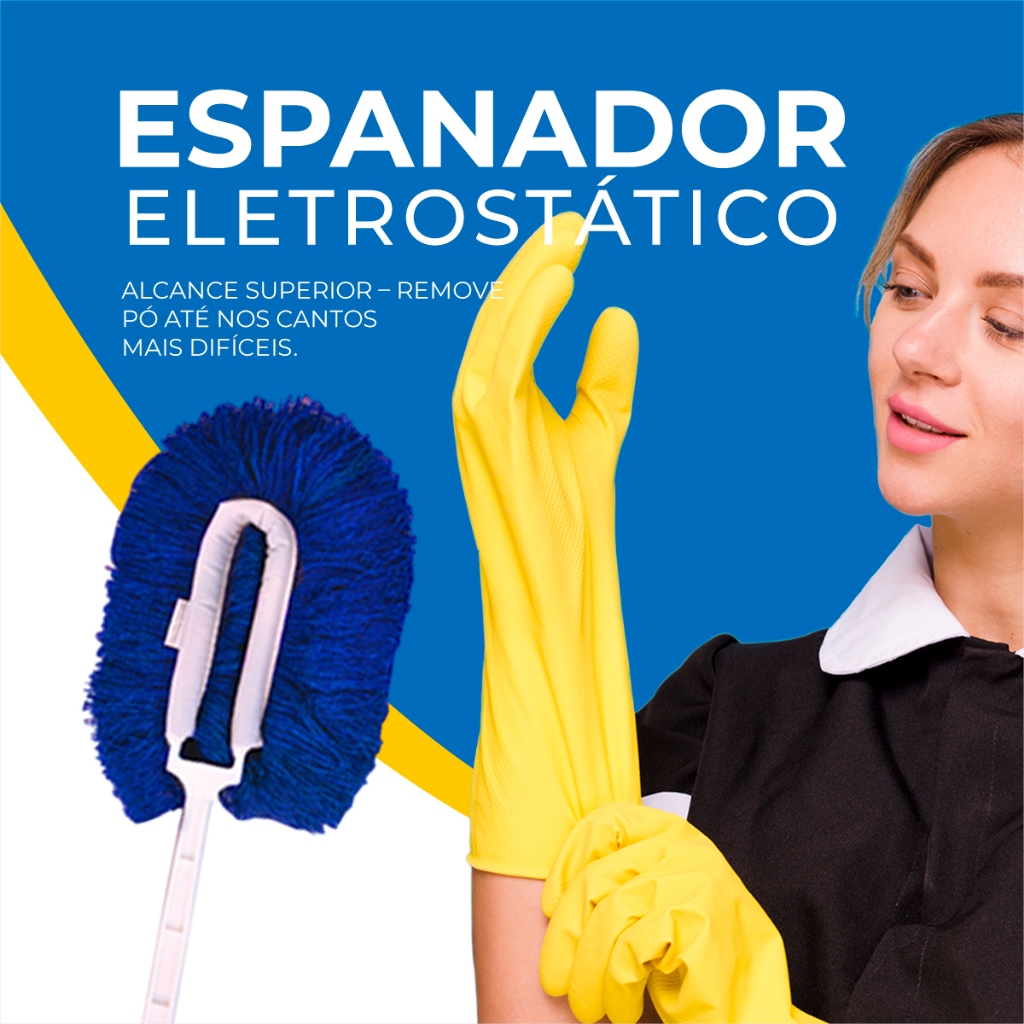 Espanador Eficiente Eletrostático Espanador C/ Cabo Fácil Utilização Limpa Poeir