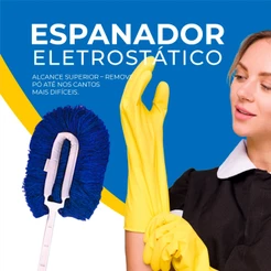 Espanador Eficiente Eletrostático Espanador C/ Cabo Fácil Utilização Limpa Poeira Rápido Bralimpia