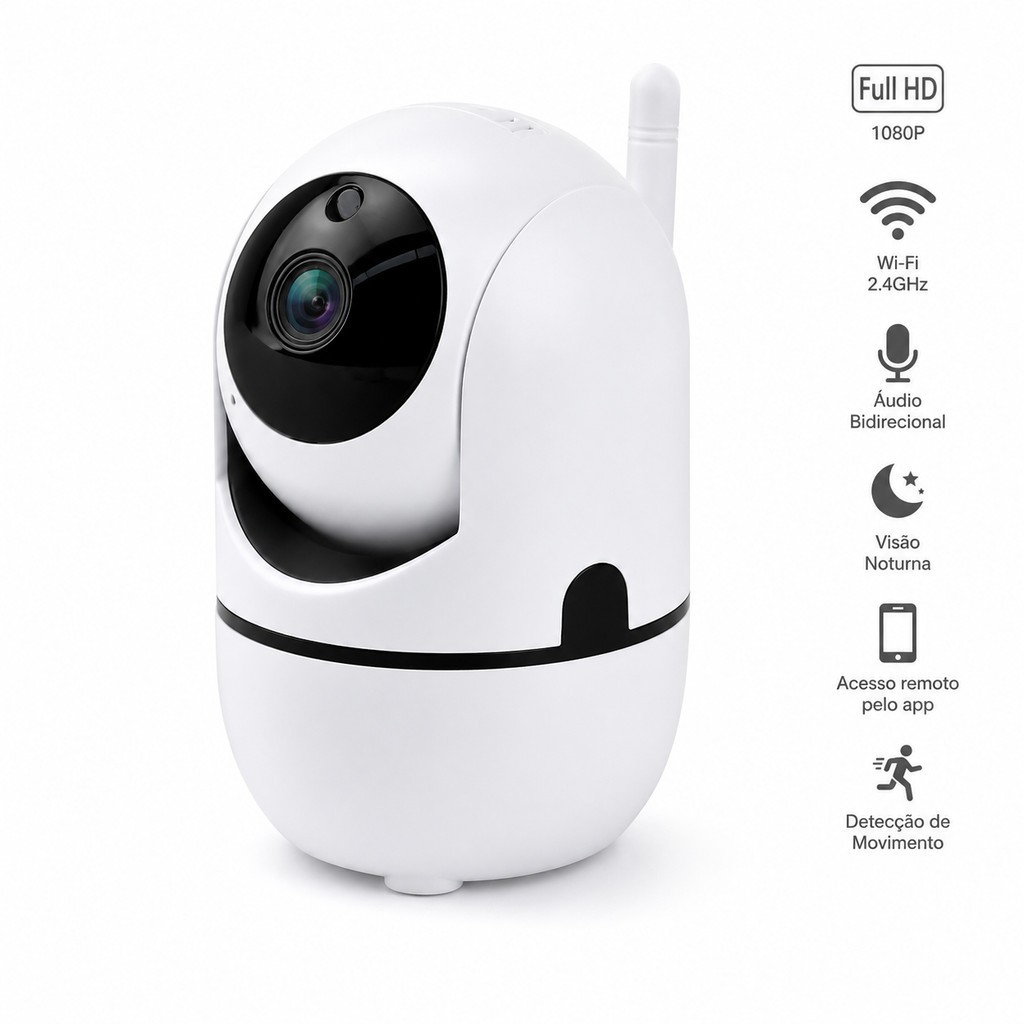 Câmera de Segurança Wi-fi Interna 1080p Com Áudio E Visão Noturna - Com App PIXLINK