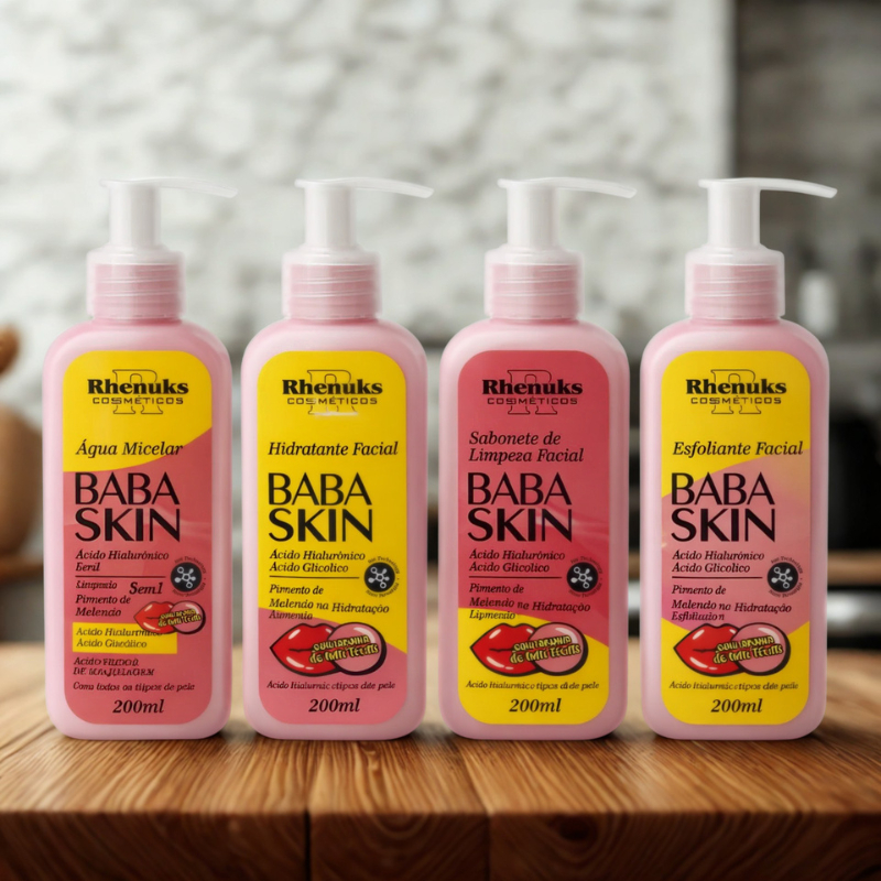 Kit SkinCare Baba Skin Rhenuks c/ 4 Itens - Firmeza e Maciez - Aroma Tutti Frutti