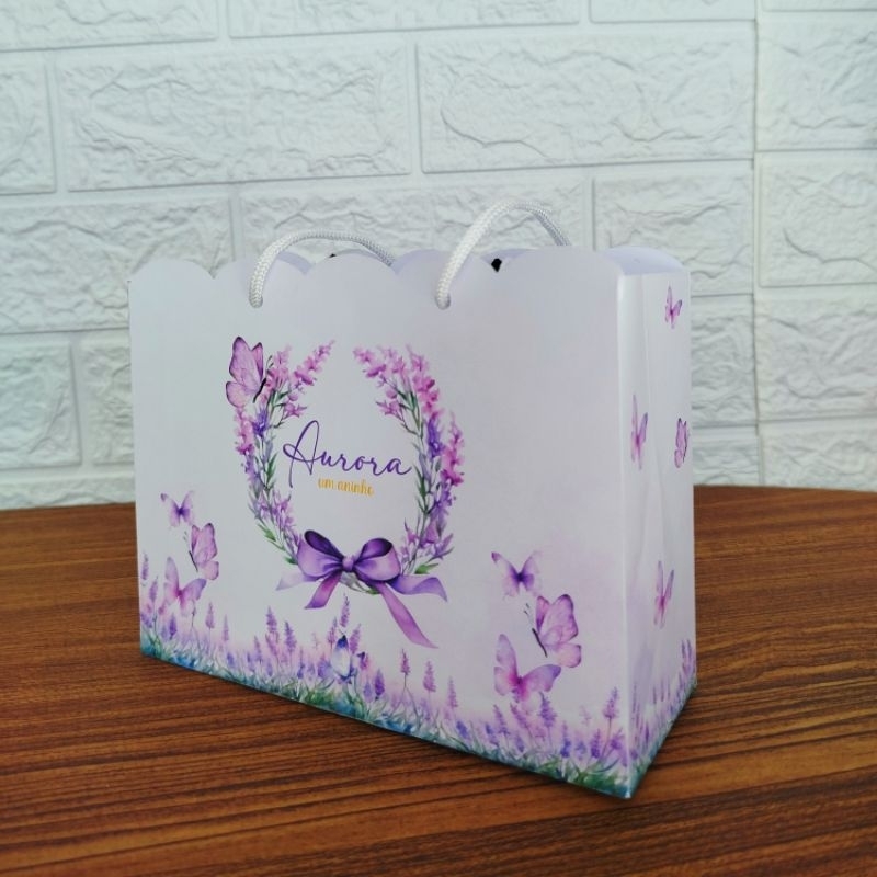 Sacolinha Surpresa Personalizada Lembrancinha Festa Jardim Das Borboletas Lilas- Pegue e Monte