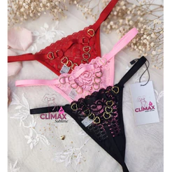 Kit Lingerie com 3 calcinhas sensuais 6 Corações