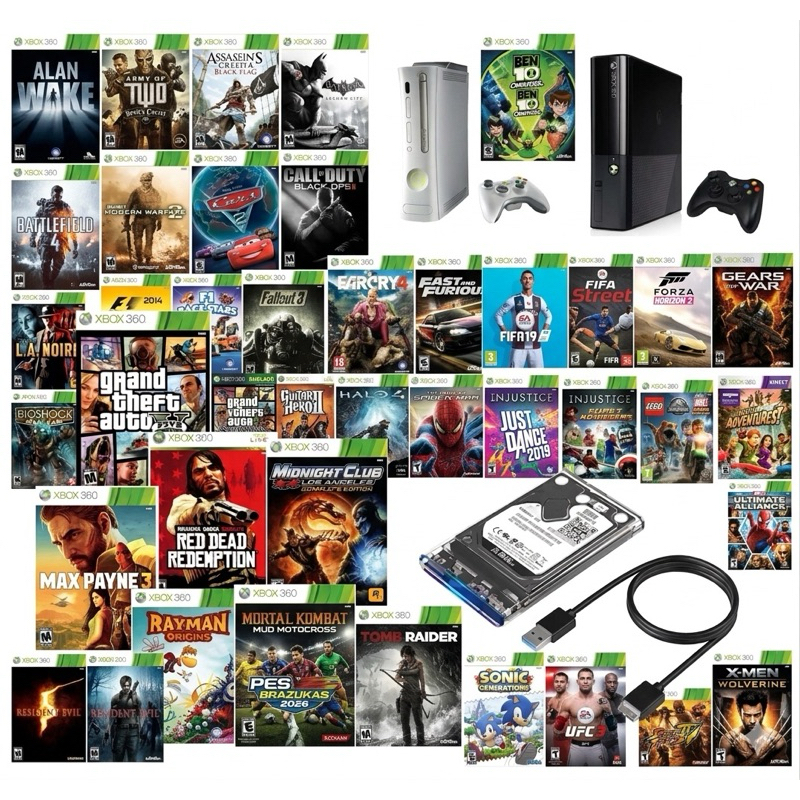 HD xbox 360 500GB com mais de 200 Jogos