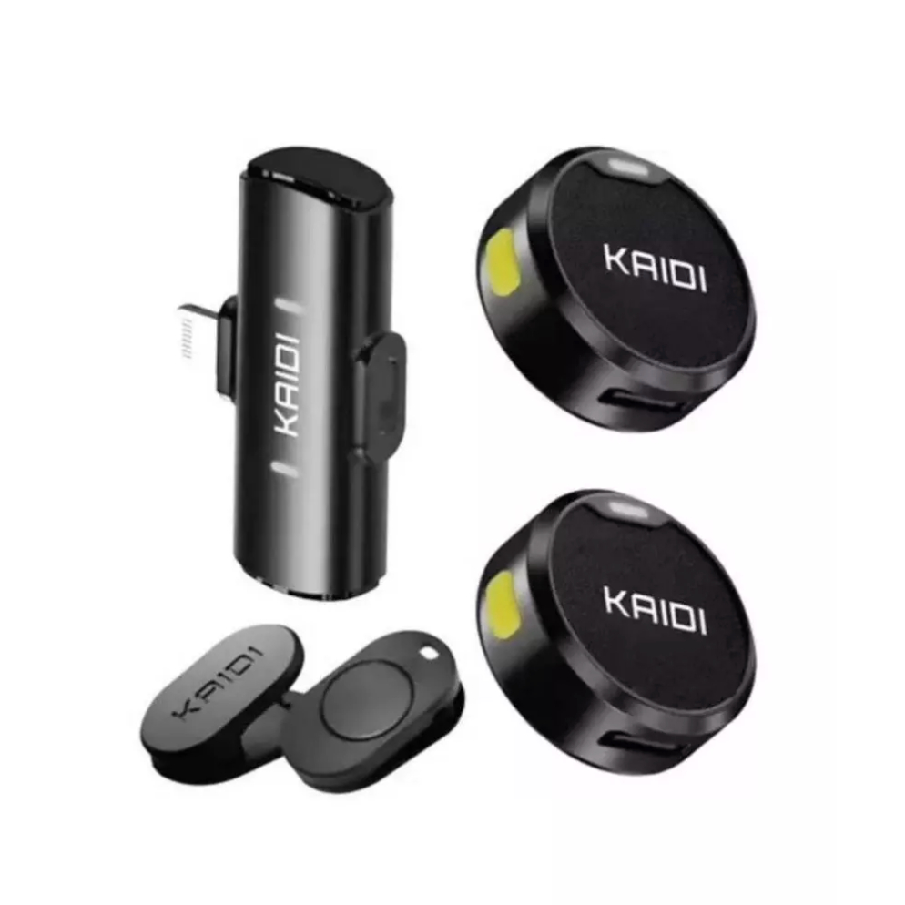 Microfone de Lapela Sem Fio KAIDI KMF4-A – para LIGHTNING, Maginético e Alta Qualidade de Som Bateria Longa, Compact