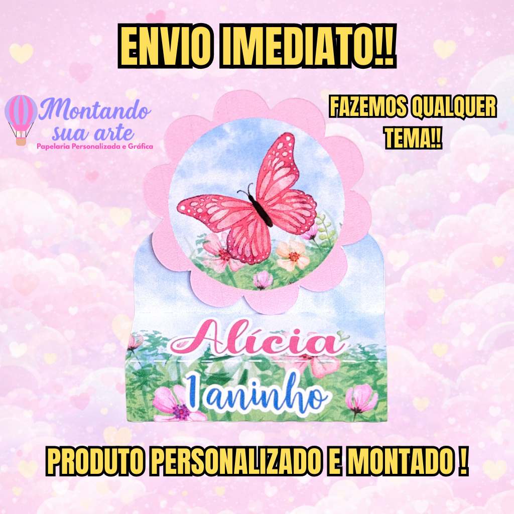 Kit 10/15/20/25 Porta Bis Jardim Encantado Personalizado | Lembrancinha Festa Infantil | Aplique e Escalope