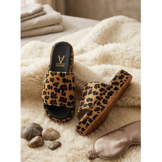 Flat onça Flatform Plataforma feminino sandália confortável animal print oncinha