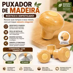 Kit Com 05 Puxadores De Madeira