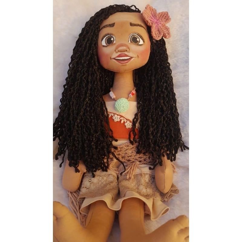 BONECA DE PANO MOANA -PINTADA A MÃO!!