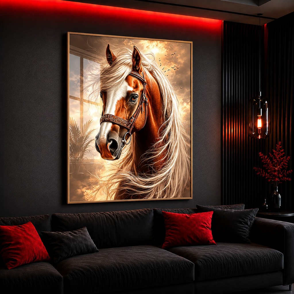 Quadro Cavalo Marrom Realista – Arte Decorativa Premium para Sala, Escritório e Fazenda
