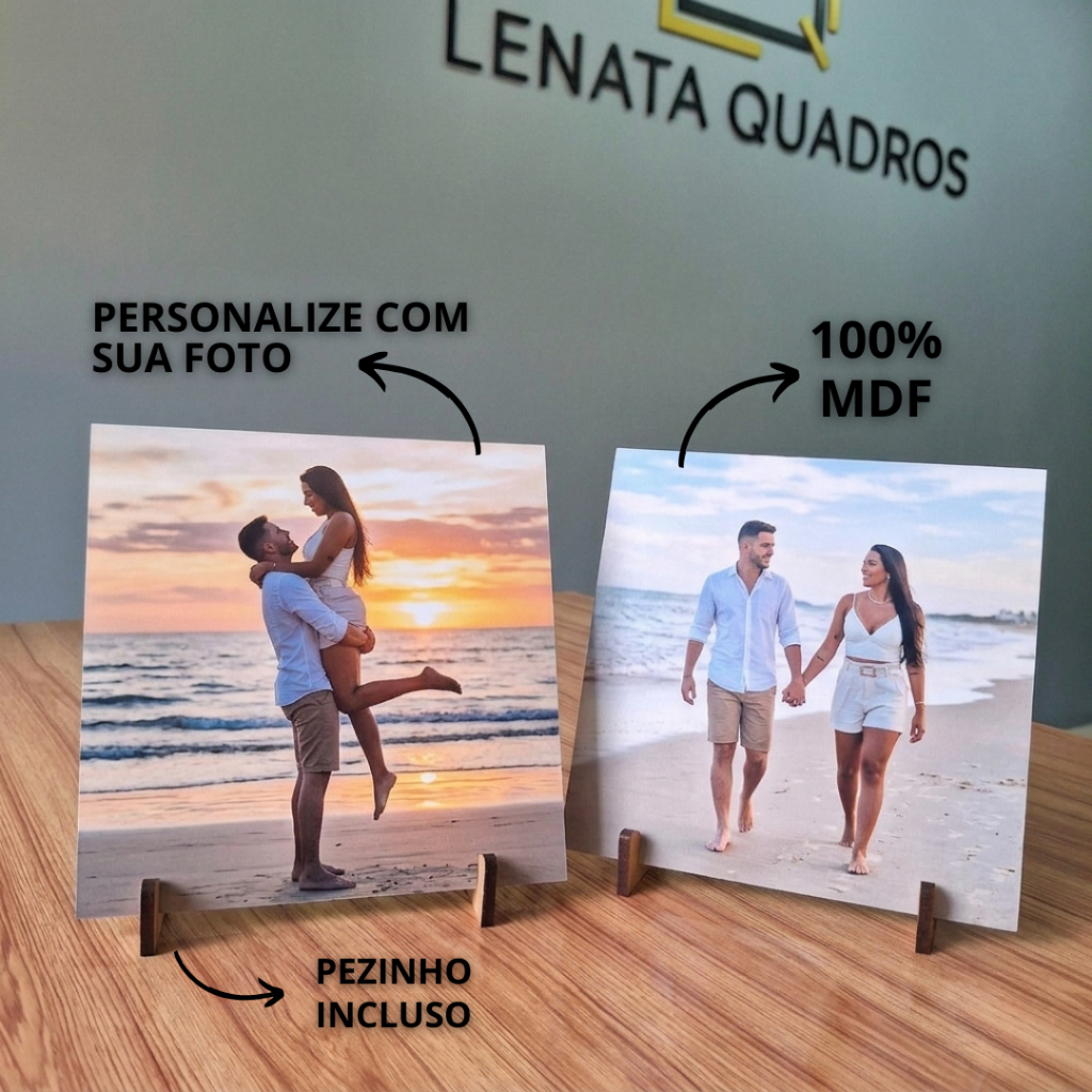 Quadros de Mesa Personalizado 15x15 - C/SUPORTE Com Sua Foto - Casal, Dia Dos Namorados, Família — imagem 2 de 2