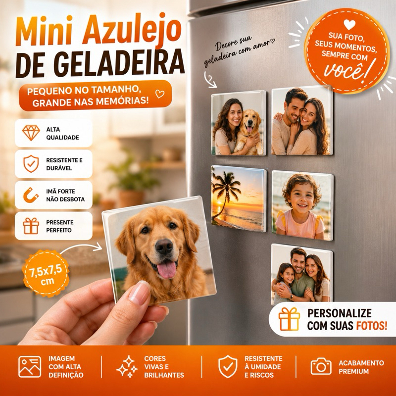Imã De Geladeira Em Azulejo Personalizado