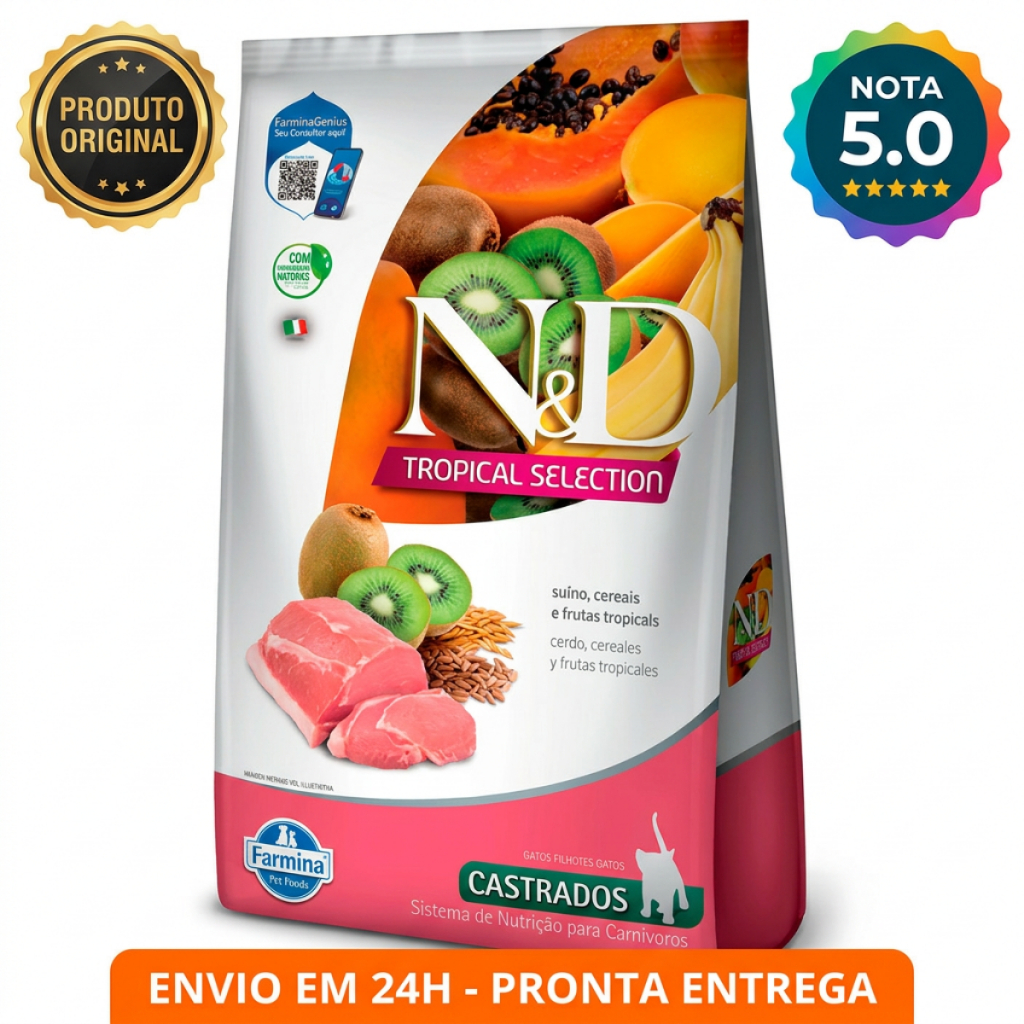 Ração N&D Tropical Selection Gatos Castrados Suíno 400g Farmina Super Premium Original ProntaEntrega