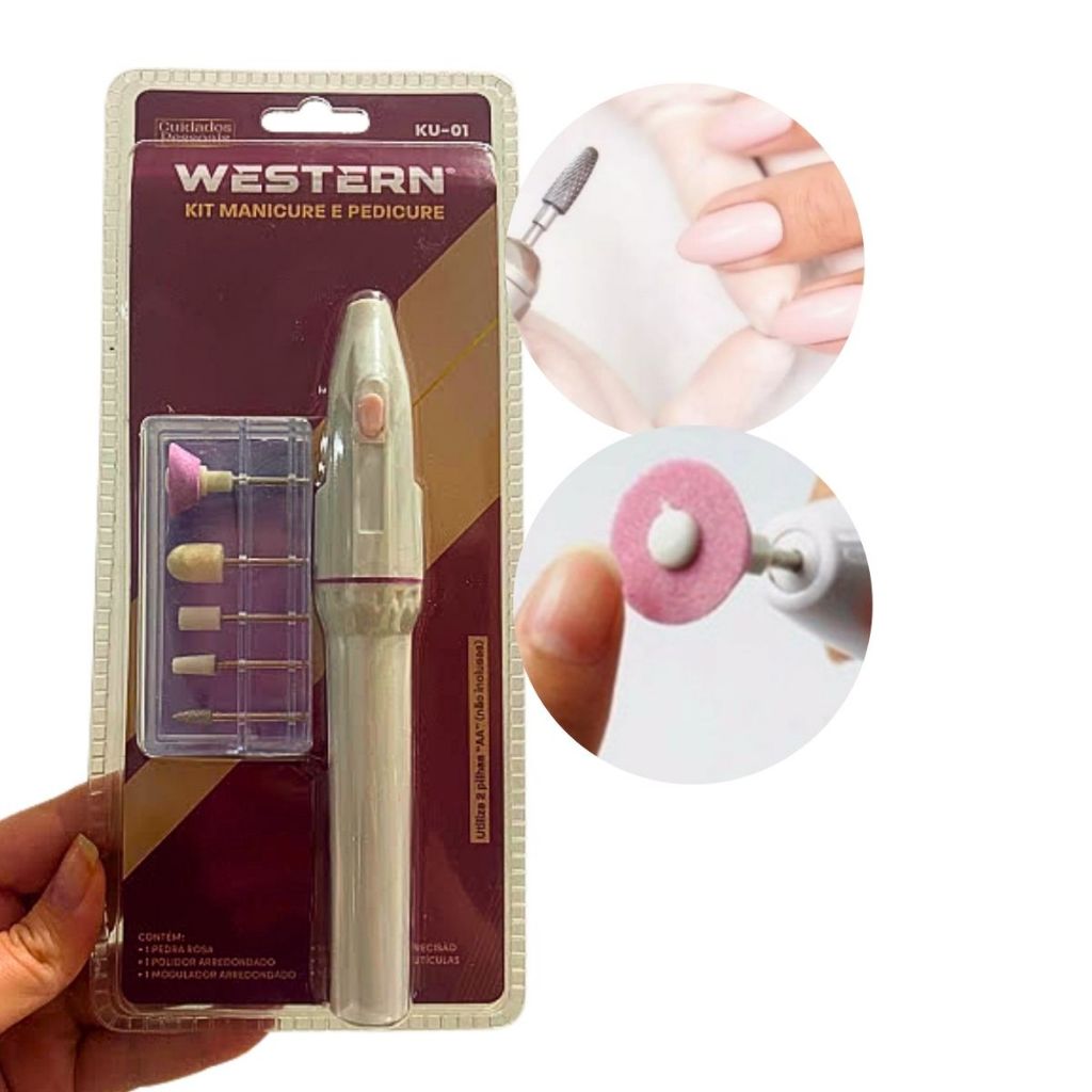 Lixa eletrica caneta unha gel motorzinho de manicure faça em casa kit com broca pedra rosa e polidor