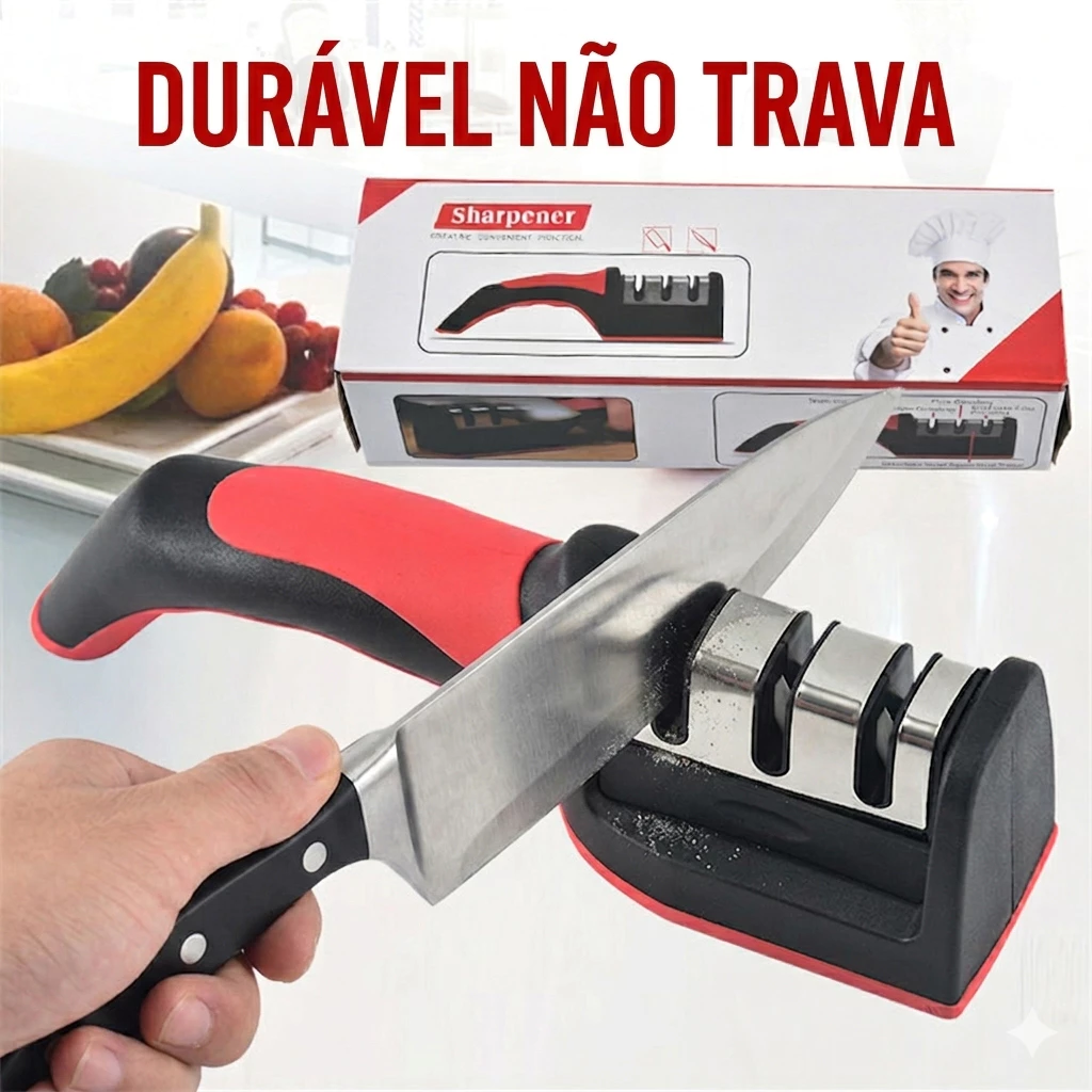 【OFERTA RELÂMPAGO】Afiador de Facas 3 Estágios | Material Aprimorado, Afiação Simples e Rápida para Cozinha e Tesouras — imagem 1