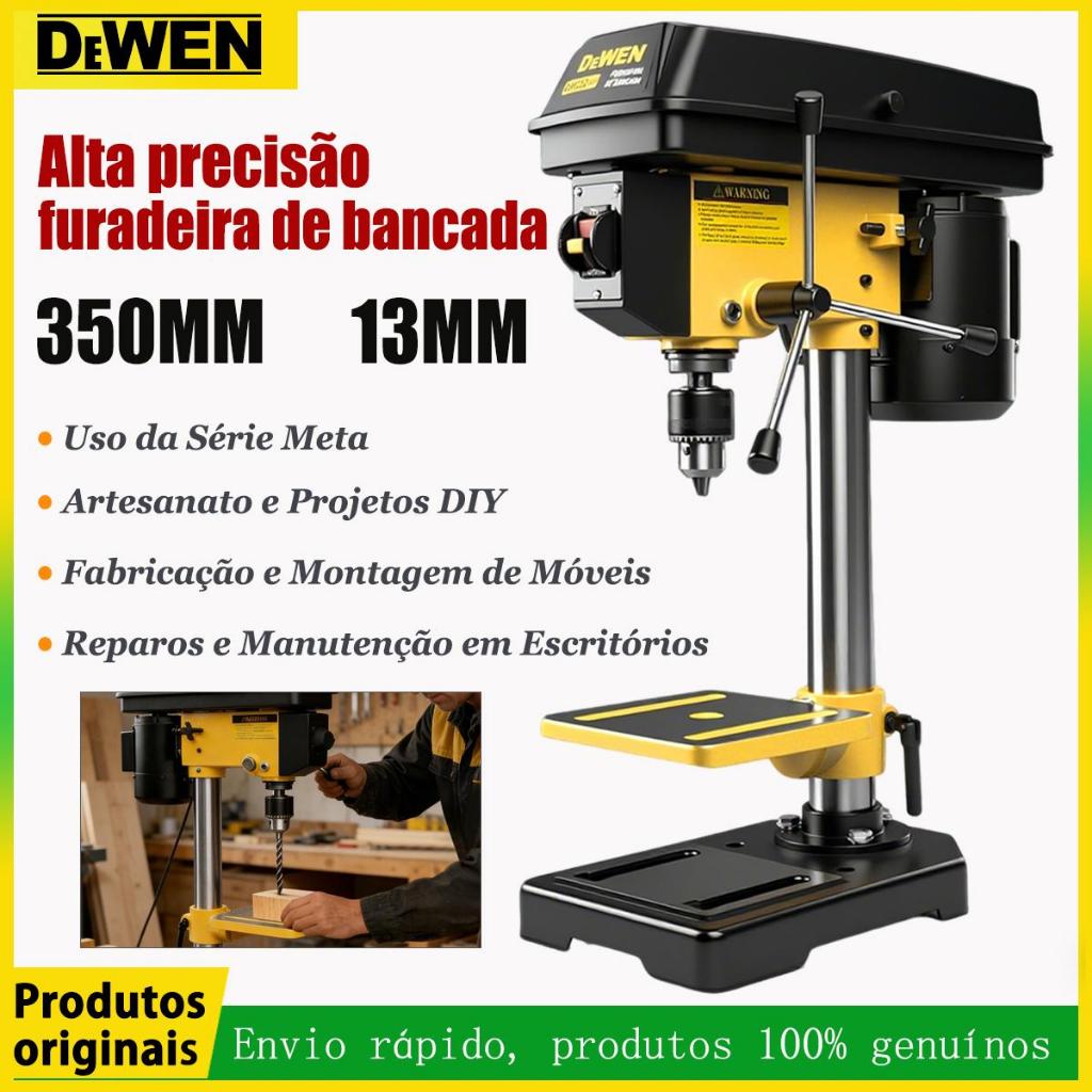 DEWEN Furadeira de Bancada MFB-13 13mm 5 Velocidades 350W Bivolt 1/3HP Precisão Para Madeira