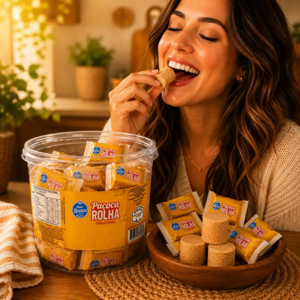 Paçoca Rolha Tradicional Kit com 15, 30 ou 50 unidades Embalada Doce de Amendoim Festa Junina