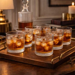 Jogo 6 Copos Baixos Para Whisky De Vidro Graffiato 320ml Hauskraft