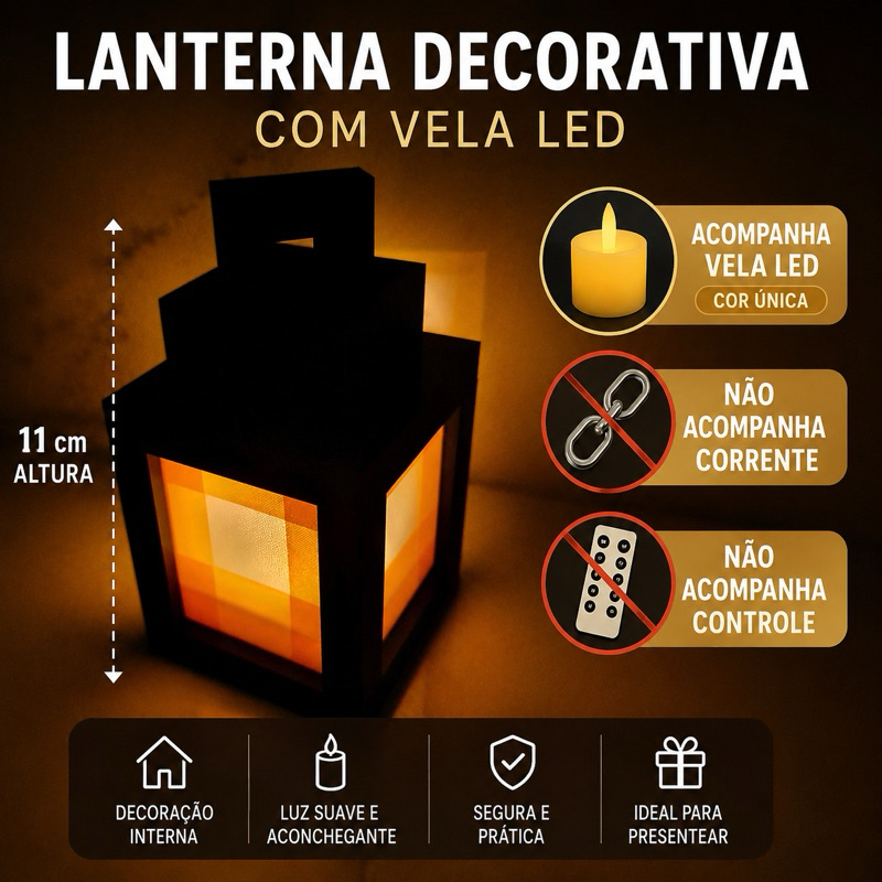 Lanterna Decorativa Minecraft 11cm Pequena,luminária iluminação divertida lampeão COM vela Led pilha