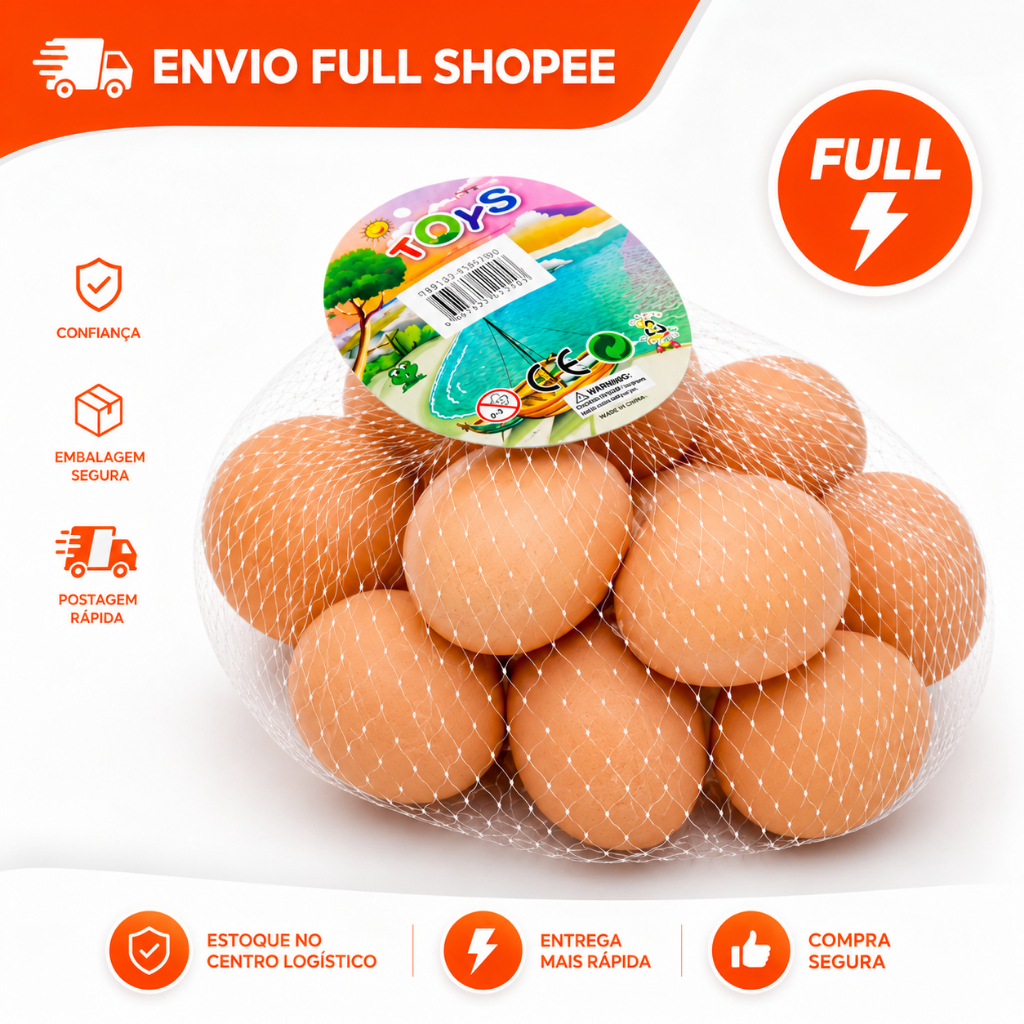 Kit 12 Ovos Caipiras Falsos De Plástico Galinheiro Para Indez Galinha Ovo Falso Brinquedo