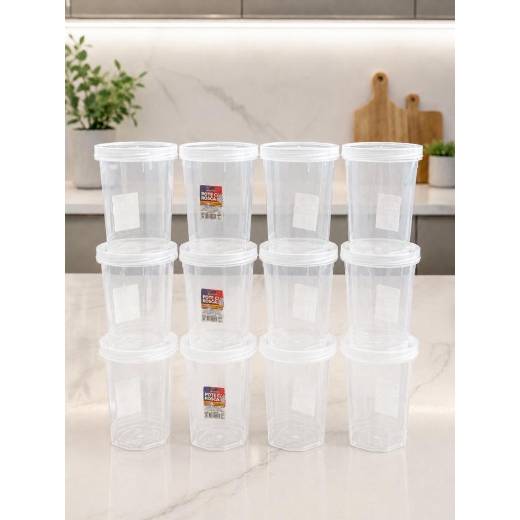 Jogos De Potes 650ml  Vasilhas  kit Mantimentos  Transparente Hermeticos Tampa De Rosca Alimentos