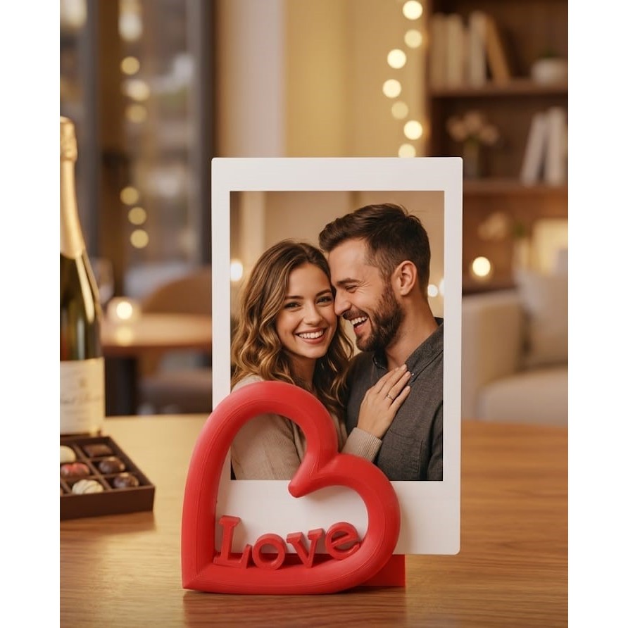 Porta-Retrato Love: O charme que faltava para suas Polaroides! Design exclusivo para eternizar seus momentos.