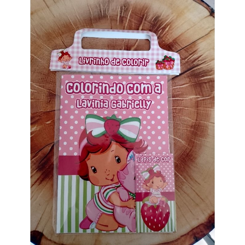 Kit Livrinho/ Revista de Colorir Personalizado Infantil + Lápis ou Giz | Moranguinho Todos os temas | Lembrancinha Festa