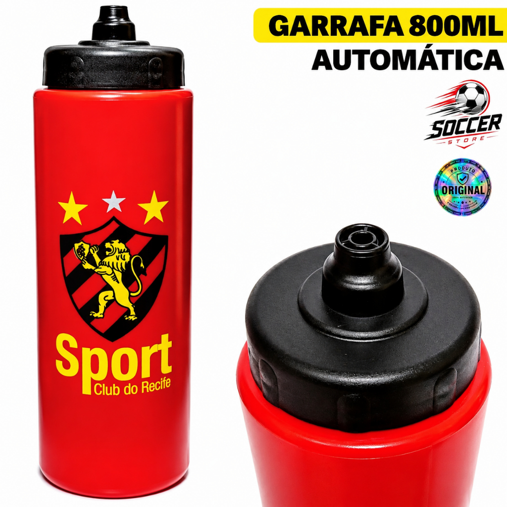 Squeeze Garrafa Sport Recife 800ml Esportiva Automática Água Gelada Academia Treino Futebol Presente