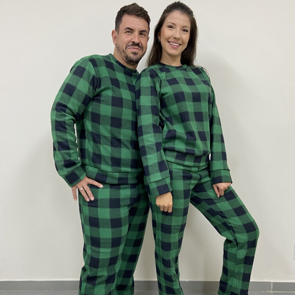 Pijama Soft Feminino e Masculino Conjunto Blusa Manga Longa e Calça Comprida P ao GG