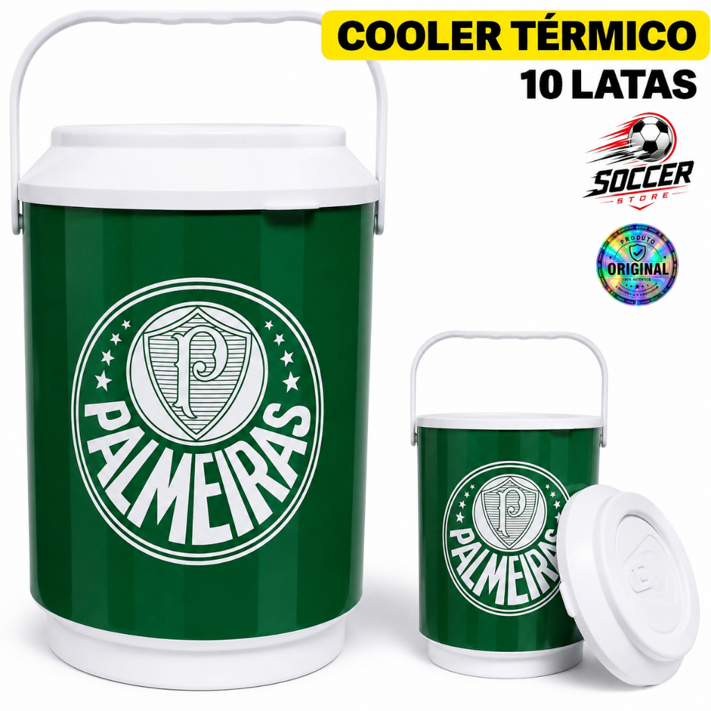 Cooler Térmico Palmeiras Oficial 6L Porta 10 Latas Cerveja Bebida Gelada Original Presente Time