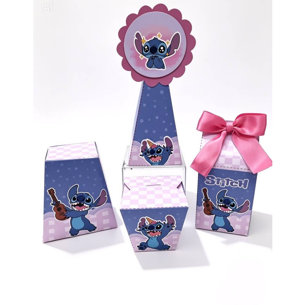 Kit Caixinhas Personalizadas Stitch - FESTA/ANIVERSÁRIO/MIMO/LEMBRACINHA - PEGUE E MONTE