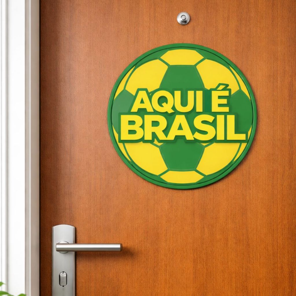 Enfeite temático copa mundo placa decoração futebol  torcedor seleção brasileira brasil