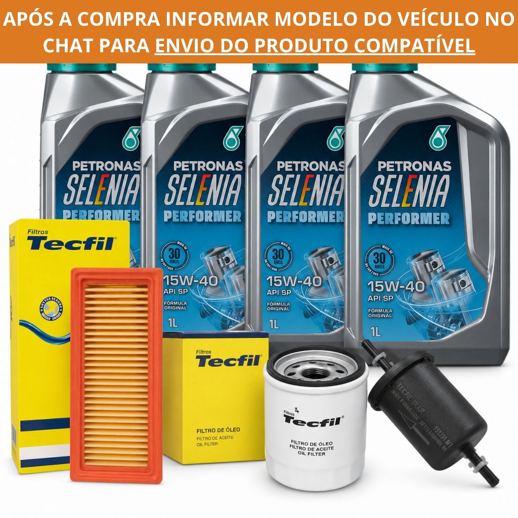 Kit 4 Litros de Óleo Selenia Performer 15W40 + Filtro de Óleo, Filtro de Ar e Filtro de Combustíve