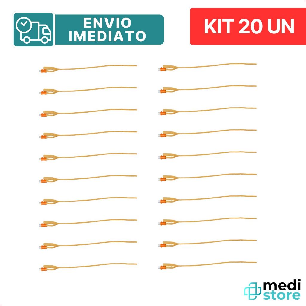 Kit com 20 - Sonda Foley Látex 2 Vias Tam. N.16 30CC - Medix - Envio Imediato