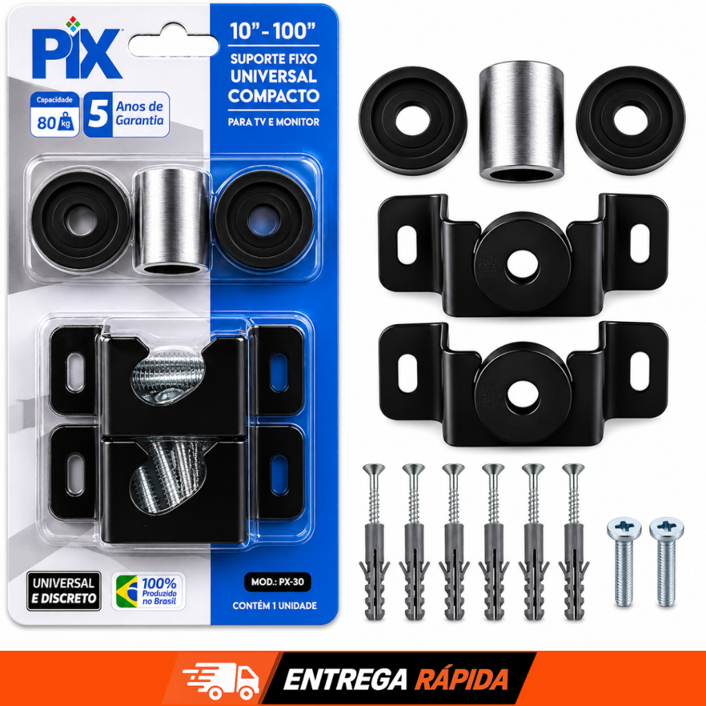 Suporte Tv e Monitor Fixo Universal até 100 Polegadas Led Smart LCD 4K Paínel e Parede Kit 1/2/3 Unidades