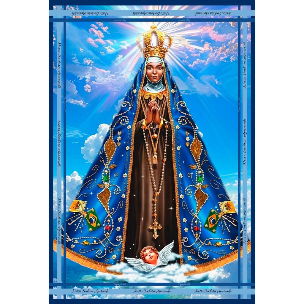 Canga Nossa Senhora Aparecida Azul – Arte Religiosa Exclusiva, Fé e Proteção