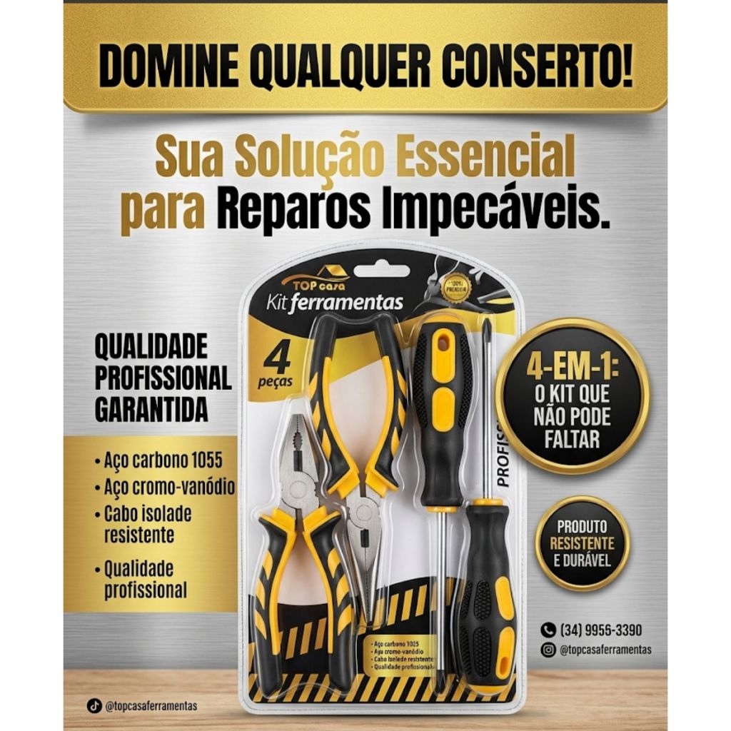 kit alicates e chave de fendas,facil de usar super funcional ,dois alicates e duas chaves otimos para todos os serviços