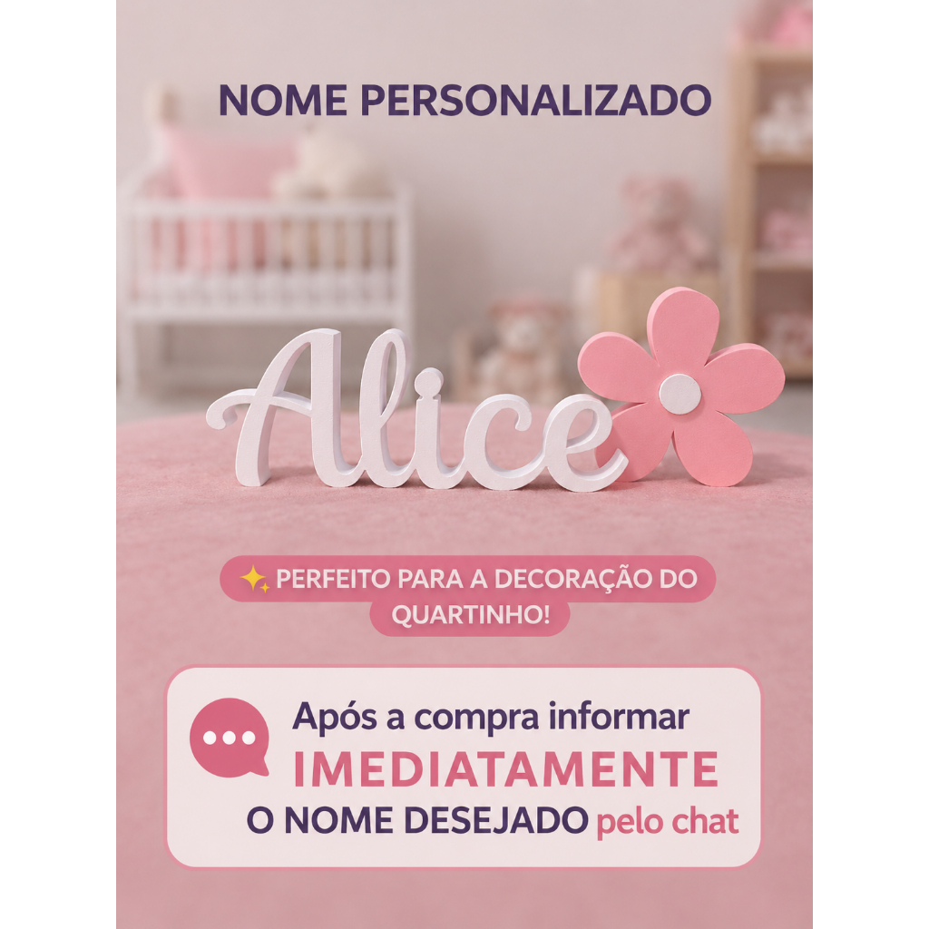 Nome Personalizado Decorativo Infantil Quarto Bebê Enfeite Porta Maternidade